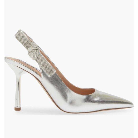 Steve Madden Stefani Metallic Slingback Pump in Silver Size 8 - Picture 2 of 16